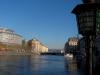 Le bras droit du Rhne  la hauteur des Halles de l'le. A gauche le quai Turrettini, au fond le pont de l'le,  droite les Halles